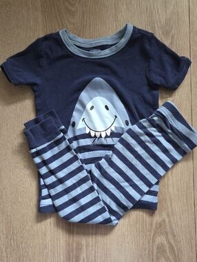 Old Navy Navy and Light Blue Shark Pajama Set